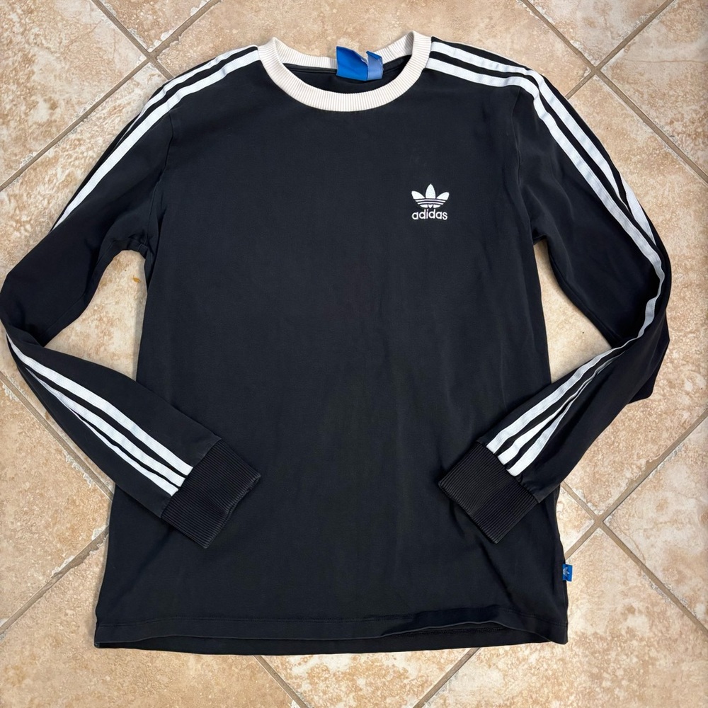 Adidas Black Long Sleeve Shirt with White Stripes
